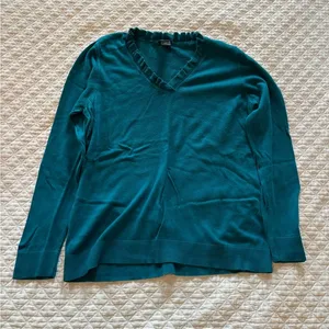 ruffled teal sweater thumbnail 1