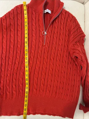 Petal & Pup Frida Cable Knit Half Zip Sweater, Red, Size XL, NWOT Display thumbnail 10