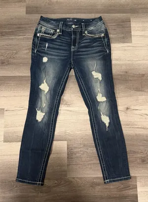 Miss Me Jeans Womens Curvy Ankle Skinny Distressed Flap Pockets Size 26 thumbnail 1
