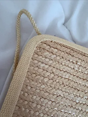 Vintage Woven Straw Crossbody Bag - Natural thumbnail 5