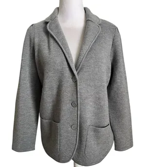 Talbots Sweater Blazer in Merino Wool XP Plus Petite Grey thumbnail 1