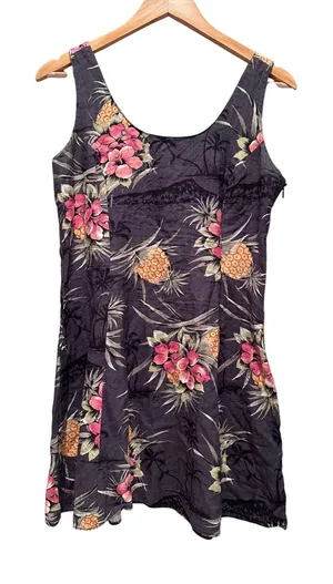 Tommy Bahama 100% Silk Tropical Pineapple Mini‎ Dress Y2K Resort Size 6 thumbnail 1