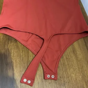 NWT Express Brick color boat neck Thong bodysuit body contour high compression s thumbnail 5