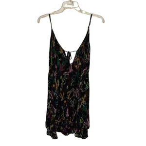 Anthropologie Crane Bird Print Tiered Mini Dress Tunic Top Women's Size L thumbnail 4
