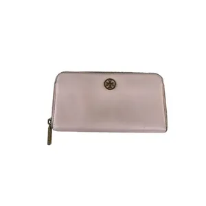 Tory Burch Robinson wallet - pink rose Leather Continental Zip Around Wallet -se thumbnail 2
