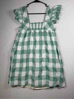 Entro Green Gingham Mini Dress Women’s Small Flutter Sleeve Cottagecore thumbnail 3