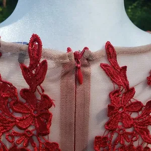CQ by CQ size medium M Red Mermaid Prom Dress Lace Mesh floral bodice thumbnail 7