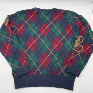 Vtg JH Collectibles Argyle Wool Sweater Gold Buttons Women’s Medium Academia thumbnail 5