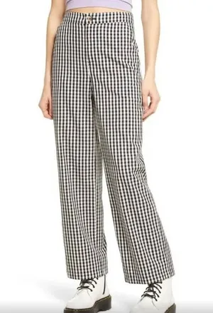 Nordstrom Straight Leg Pants In Black- White Gingham thumbnail 1