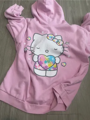 Hello Kitty Pastel Pink Zip Hoodie with Rainbow Lettering thumbnail 2
