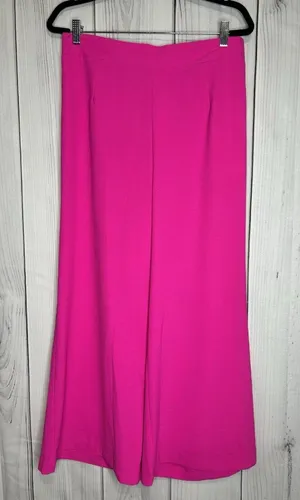 Jodifl Hot Pink Pants Sz Large (32x27) Wide Leg Elastic Waist Pockets thumbnail 1