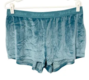 Juicy couture Large Blue Rhinestone‎ Velour Tracksuit Track Shorts Turquoise NEW thumbnail 1