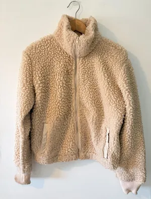 ABERCROMBIE & FITCH Plush Sherpa Beige Fleece Full Zip Jacket Womens Small thumbnail 1