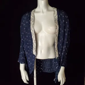 NWT Miss Me Blue & White Bohemian Lace Back Cardigan (S) thumbnail 4