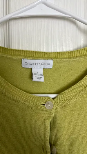 Charter Club Chartreuse Button Sweater Twee thumbnail 2
