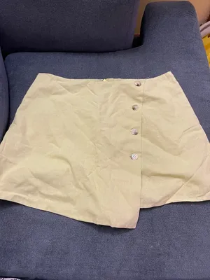 Anthropologie  Flat White Button Wrap Mini Skort thumbnail 6