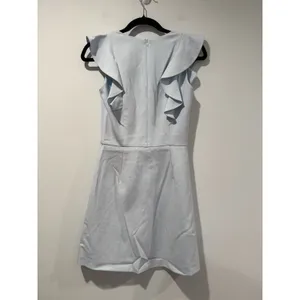 NEW French Connection Dress Womens 2 Light Blue Ruffle Going Out Party Minimal thumbnail 2