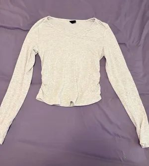 Trendy Queen Ruched Top Gray thumbnail 1