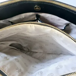 Tory Burch Robinson Double Zipper Leather Black Tote thumbnail 8