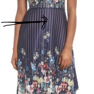 Foxiedox Floral Lace Trim Dress S Navy Blue Pleated‎ Fit & Flare Soft Girl thumbnail 9