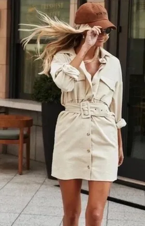 12th‎ tribe corduroy jacket-dress Medium Cream White thumbnail 1