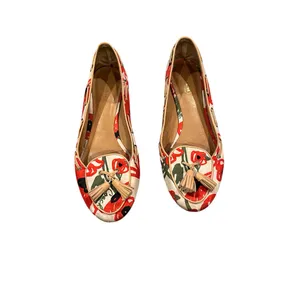 Coach Malika Floral Tassel Satin Loafer Red, Green, Cream Black Shoes 8.5 thumbnail 2