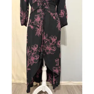 Whimsical‎ American Rag Midi Dress S Black Pink Floral Smocked Waist High-Low thumbnail 16