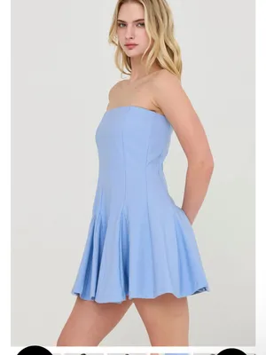 HYFVE Baby Blue Strapless Skort Dress with Built-In Shorts – Small thumbnail 4