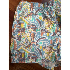Patagonia Womens Baggies Shorts Abstract Geometric Print Blue Yellow Large thumbnail 6