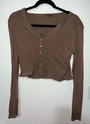 Brandy Melville brown button long sleeve thumbnail 1