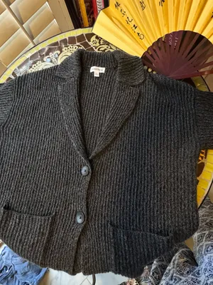 Nordstrom Dark Gray Ribbed Button-Front CardiganSz: S thumbnail 7