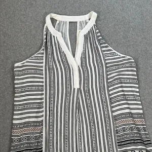 Pants Store Mini Dress Women's Large Halter V-Neck Black/Brown Stripe Summer thumbnail 2
