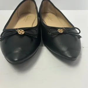 Nicole Miller New‎ York Blue-Rise Black Pointed Toe Ballet Flats Bow Charm 7.5M thumbnail 3
