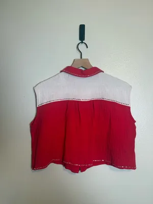 Queen of Sparkles Crimson & White‎ Gauze Top and Short Set thumbnail 4