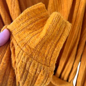 Anthropologie Maeve Surplice Ribbed Sweater Gold Medium‎ EUC thumbnail 4