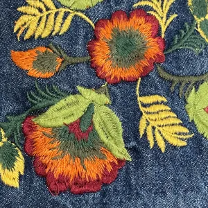 Embroidered Jean Jacket Autumn Colors Dark Wash Denim Women Size‎ Small Fall thumbnail 9