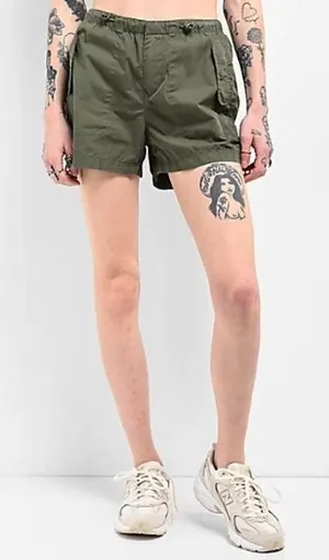 Unionbay Women's Size Large Luca Kale Parachute Shorts Dark Green Cotton Nylon thumbnail 1