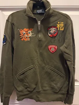Polo by Ralph Lauren Olive Sweatshirt with Embroidered Patches thumbnail 1