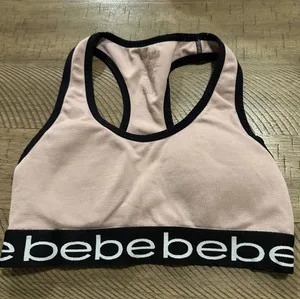 Bebe Sport Racerback Sports Bra -‎ Pale Pink & Black - Size S thumbnail 1