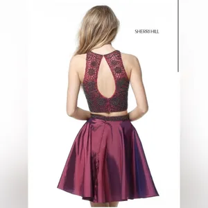 Sherri Hill‎ Burgundy Maroon Beaded Two Piece Homecoming Mini Dress Size 6 thumbnail 2
