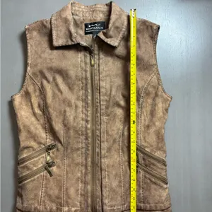 Montana Co Women’s Faux Leather Vest Brown Full Zip Vegan Western Bikercore Edgy thumbnail 12