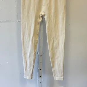 OOQ Seamless Ribbed High Waisted Leggings Cream Off-White Small Yoga Activewear thumbnail 4