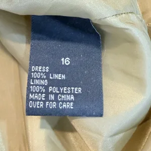 AGB Chartreuse Yellow Linen Shift Dress Womens 16 Sleeveless‎ Mid Mod Sun thumbnail 5