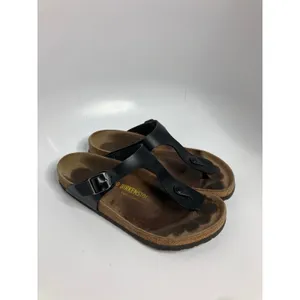 Birkenstock Gizeh Sandals Womens 40 Black Fair Thong Cork Footbed T-Strap thumbnail 4