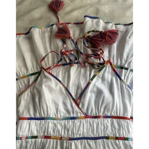 Antonio Melani Keri Tiered Dress White Cotton Rainbow Trim Size 8 Women’s thumbnail 10