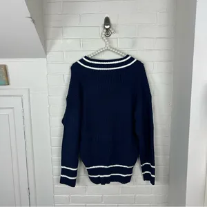 Petal & Pup Leanna Stripe Trim Navy Knit Sweater Size M thumbnail 10