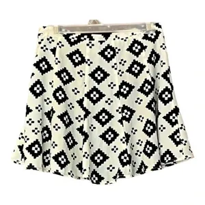 Show Me Your Mumu‎ Womens Large White Black Geometric Tribal Ikat Mini Skirt USA thumbnail 2