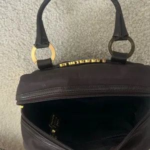Moschino Vintage Signature Top Handle Satchel Mini Bag Brown Nylon thumbnail 6