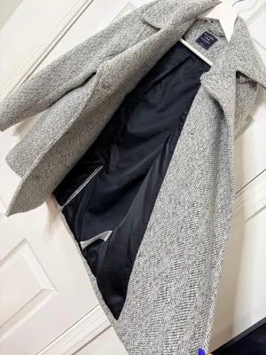 Abercrombie & Fitch Gray Herringbone Double Breasted Peacoat Quiet Luxury Preppy Career S thumbnail 9