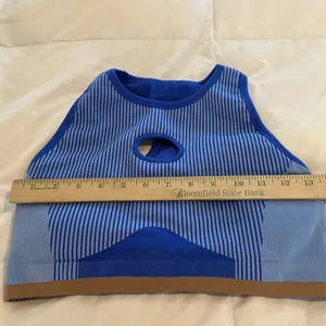 Fabletics Seamless Fusion Low Impact Bra Blue/Gold thumbnail 11